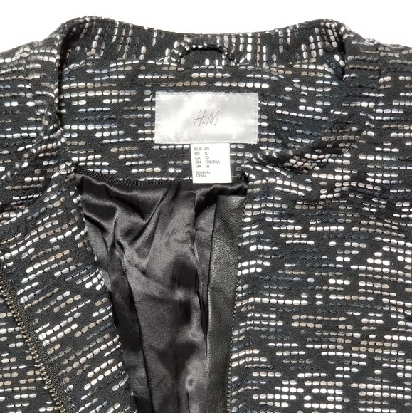 H&M Moto Embroidered Knit Crop Zip Jacket - Picture 3 of 8